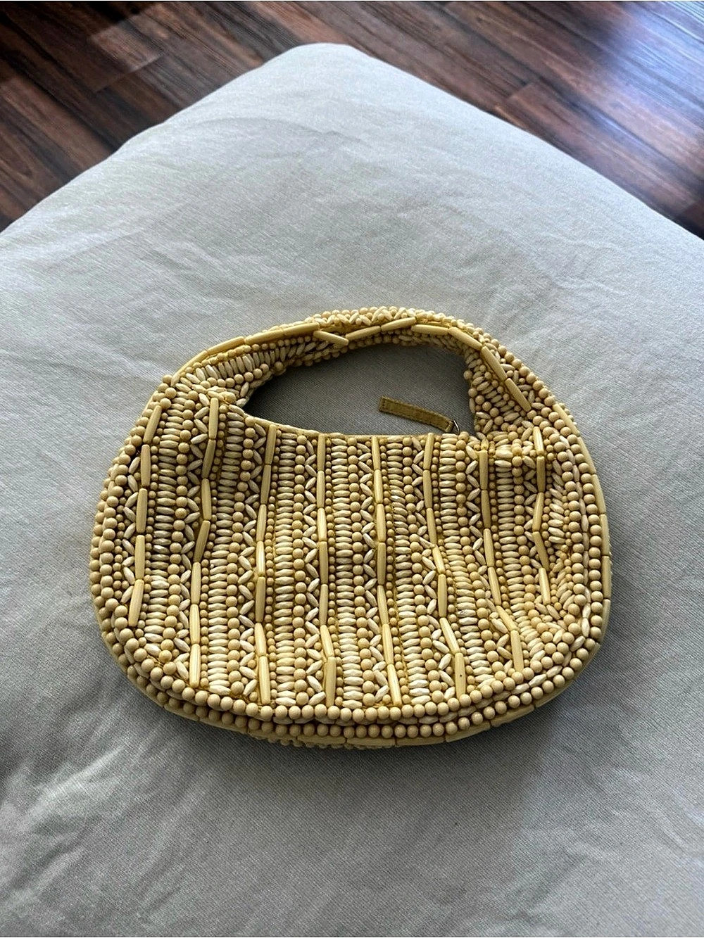 Beaded Shoulder Bag in Yellow